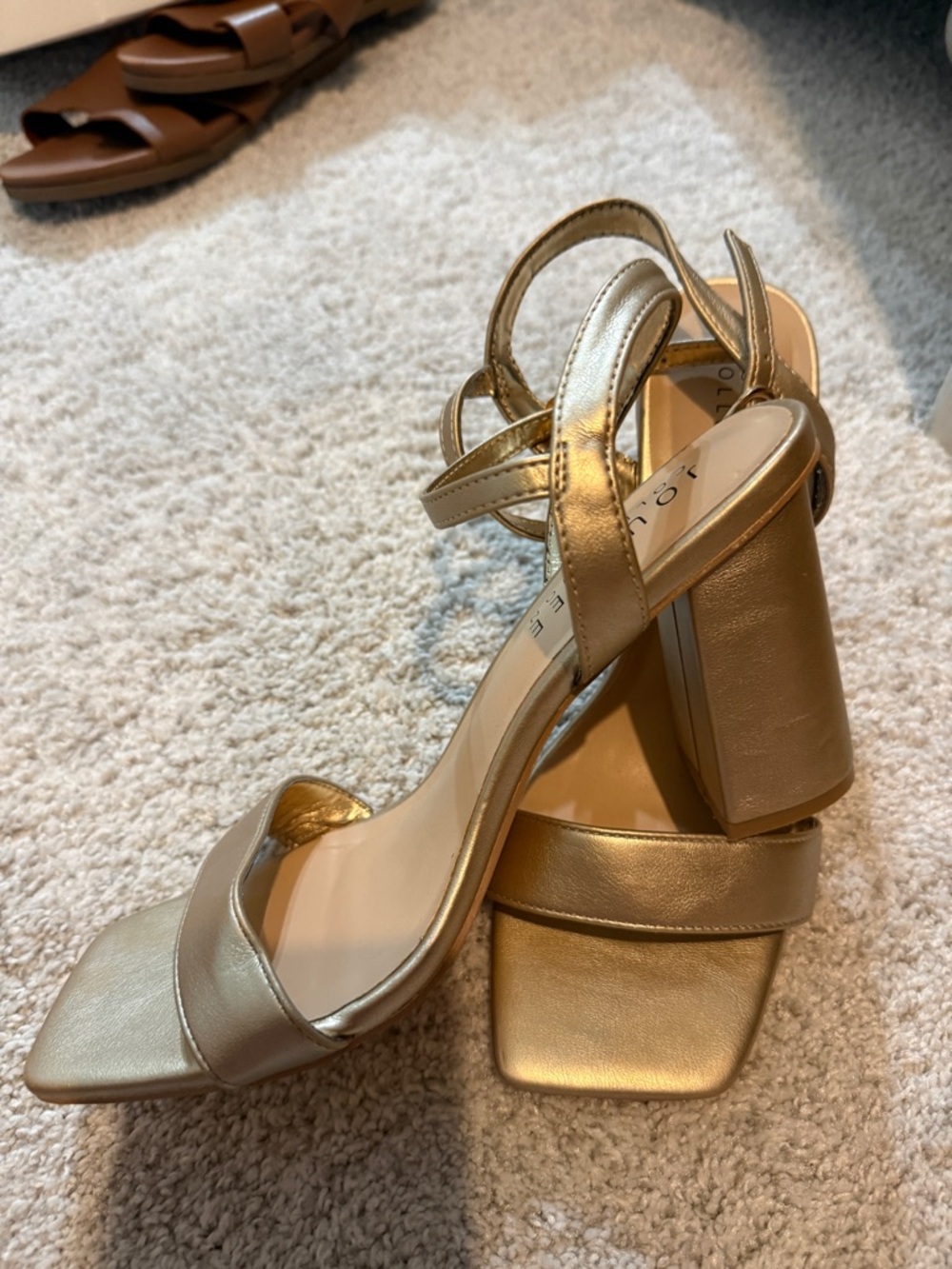 Journee Collection Gold Block Heel Sandals